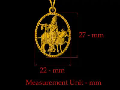 Lord Krishna Pendant - 0091 3D print model