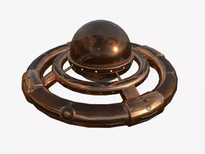 Alien Spaceship UFO E06 Copper - Sci Fi Spacecraft Design Low-poly 3D model