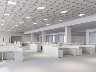 low poly office interior Low-poly 3D model