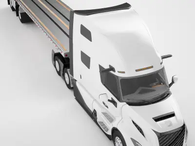Semi Truck Generic Flat Trailer 01 3D model