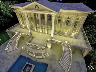 Grand Wedding exterior facade sketchup model with lumion  3D model