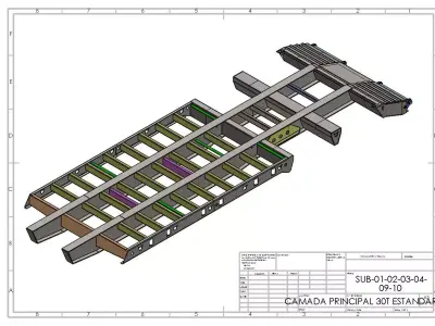 30 Tons Lowboy Semitrailer Fixed Neck  3D model