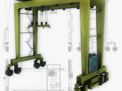 RTG port crane low poly Low-poly 3D model