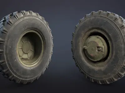 BTR-4 and BTR-3 Wheel  Low-poly 3D model