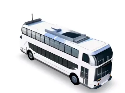 Modern White DoubleDecker City Bus Low-poly 3D model
