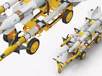 Missile Deck Cart with Training Missiles 3D model