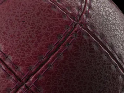 Leather Materials 1- Stitched leather - Pbr 4k Seamless Low-poly 3D model