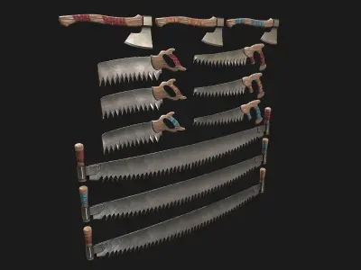 Foresters Set of tools  Low-poly 3D model