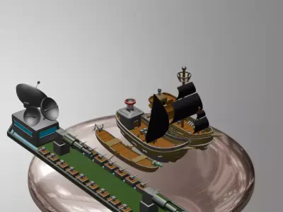 lowpoly ship Low-poly 3D model