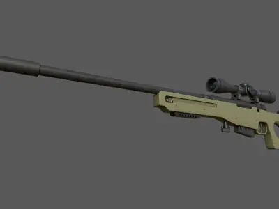 L96A1 Sniper Rifle Low-poly 3D model