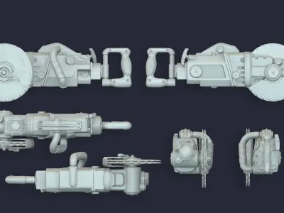 Chainsaw Circular Saw Low-poly 3D model