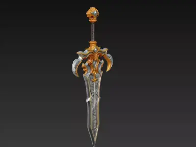 Regal Ornate Fantasy Sword - Low Poly Stylized 3D Weapon Low-poly 3D model