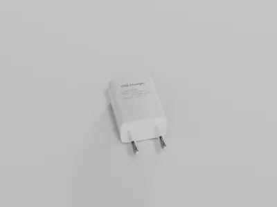 White USB Charger  Free low-poly 3D model