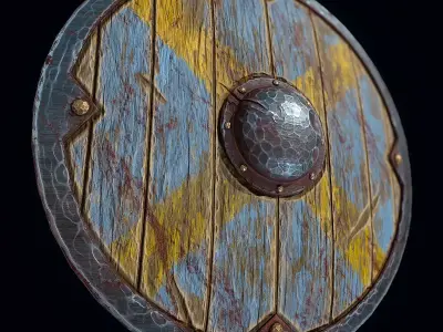 Medieval Round Shield Low-poly 3D model purchase