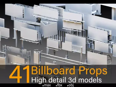 41 Billboard Props- High detail 3d models 3D model