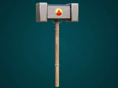 Battle Hammer 10 All PBR Unity UE V-Ray Textures Included Low-poly 3D model