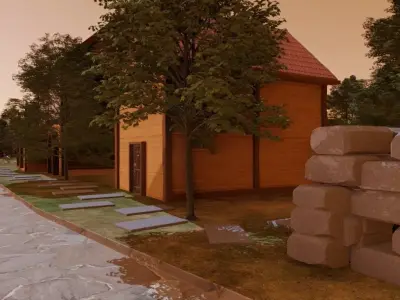 Village Landscape Scene 3D model