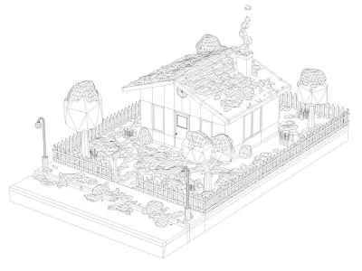 Low Poly Snowy House Low-poly 3D model