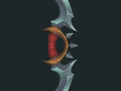 Hand-painted dagger Low-poly 3D model