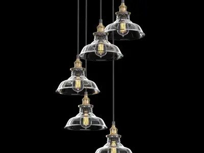 Factory Filament Clear Glass Barn Round Pendant 5 3D model