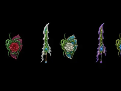 Rose Knight - Sword and Shield Low-poly 3D model