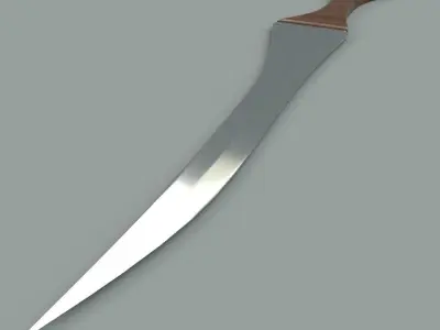 Knife sword with wooden handle Low-poly 3D model