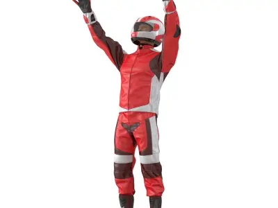 Motorcycle Rider Generic 2 Rigged for Cinema 4D 3D model