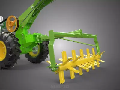 HAND TRACTOR ROTO PUDDLER BLADE CULTIVATOR TWO WHEEL RUBBER TIRE 3D model