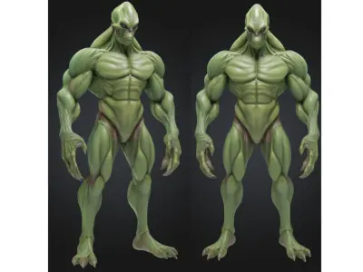 Alien Creature Organic Humanoid Monster for Sci-Fi Low-poly 3D model
