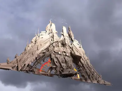 Cyberpunk magma oil rig fountain 2  3D model