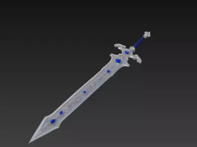 Sapphire Moonblade - Low Poly Enchanted Fantasy Sword Low-poly 3D model