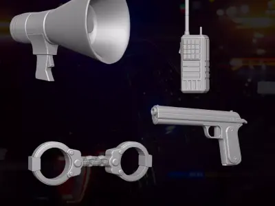 Police kit 3D printable files for Action Figures 3D print model