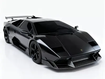 Realistic Stealth Carbon-Fiber Supercar 3D Model Low-poly 3D model