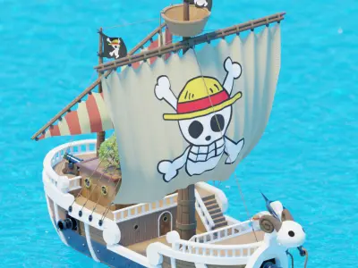 One Piece Going Merry 3D Model  High-Quality Anime Ship Asset Low-poly 3D model