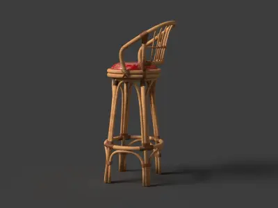 Chinese bamboo chair  Low-poly 3D model