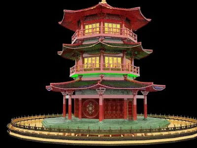 Chinese tower 3D model purchase