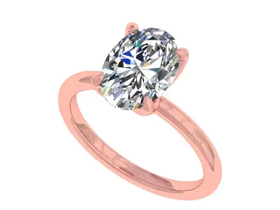 Oval Stone Tulip Engagement Ring 3D print model