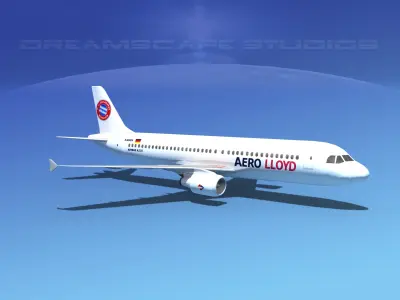 Airbus A320 LP Aero Lloyd Low-poly 3D model