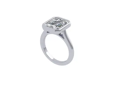Emerald Solitaire Ring 3D print model 42