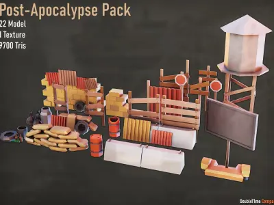 Urban trash Props Apocalypse Low-poly 3D model