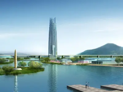 Architecture futuristic chinese city 3D model