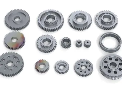 Gears set Gear 3D model Low-poly 3D model