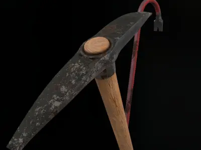 Crowbar and Old Pickaxe Low-poly 3D model