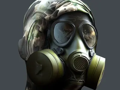 helmet Gas mask  3d model military combat Low-poly  Low-poly 3D model