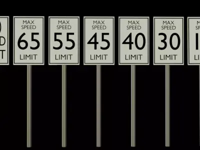Road Signs Pack-European and US Speed Limit Signs Clean and Worm Low-poly 3D model