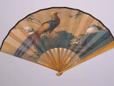 Folding fan Low-poly 3D model buy