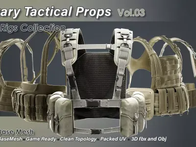 Military Props Vol 03 Chest Rigs Collection Low-poly 3D model