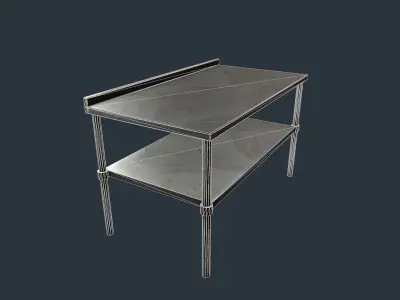 Stainless Steel Counter Top - Food Prep Table Low-poly 3D model