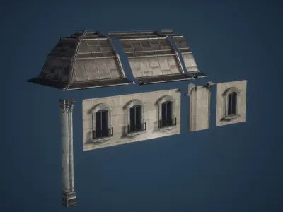Small Residental Window Game Ready Low-poly 3D model