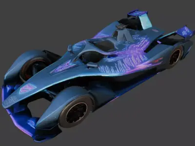 Stealth Black Formula Racing 3D Model V02 Low-poly 3D model